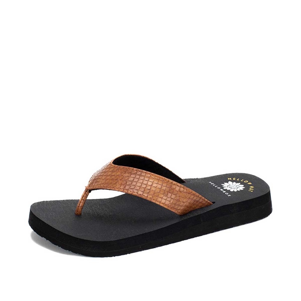 Yellow box Nataly flip flops color tan medium width